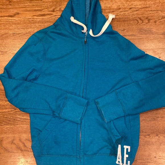 American Eagle Outfitters Other - American Eagle Mens Large Blue Zip Jacket Vintage Fit Aqua Logo Casual Comfort
